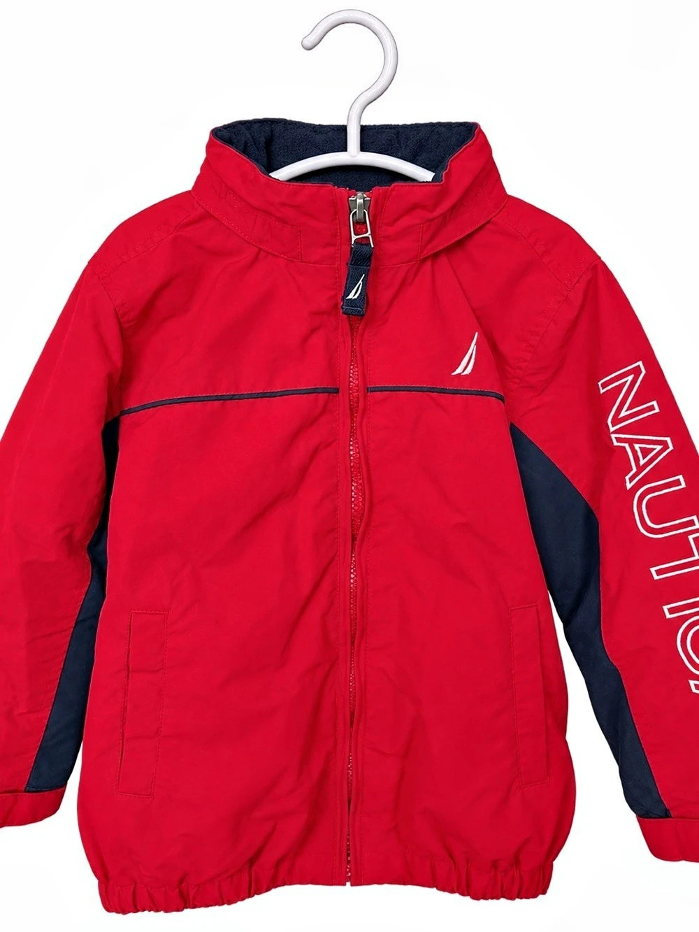 Nautica Boys 3T Red Navy Windbreaker Jacket Logo Sleeve